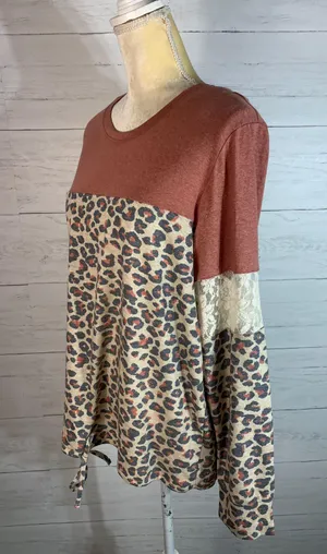 Jolt colorblock animal print lace pullover size XL womens thumbnail 3