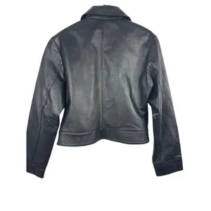 Women’s Sonnora Black Short Motorcycle Zip Genuine Leather Jacket Fits S thumbnail 2