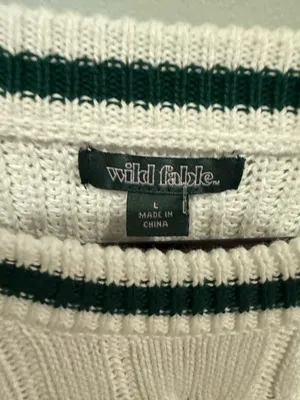 Wild Fable Game Day Cable Knit Sweater White Red Varsity Tailgate Size thumbnail 4
