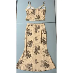Beige Tan Floral Roses Tank Top (Size: M) and Maxi Skirt (Size: XS) Coords Matching Set 🤎✨ thumbnail 2