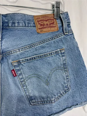 Levi’s 501 Distressed Cutoff Denim Shorts High Rise Button Fly Light Wash thumbnail 5