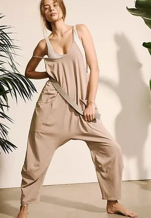 Spiritual Gangster Free People Hot Shot Jumpsuit in Mocha Latte Size XS thumbnail 1