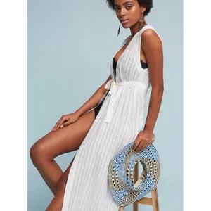Anthropologie LILKA Eyelet White Cloud Swim Cover Up Maxi Dress Duster Medium thumbnail 4