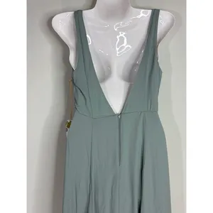 Show Me Your Mumu Jenn‎ Maxi Dress in Silver Sage Crisp Blue V Neck| XXS | NWT thumbnail 8