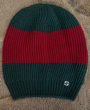 Classic New Gucci Green and Red Ribbed Wool Beanie thumbnail 1