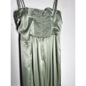 Reformation Hensley Satin Dress 4 Artichoke Green Midi NWT thumbnail 10