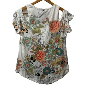 Gaze Women’s Floral Cold‎ Shoulder Top Size Large thumbnail 8