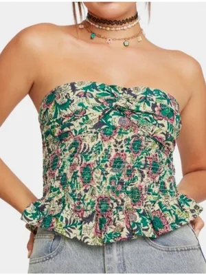 Free People One More Time Tube Top in Tea Combo Size Small thumbnail 6