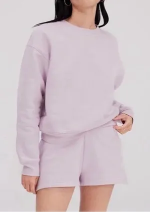 Girlfriend Collective Orchid Lilac Lavender Pink 50/50 Cropped Pullover- Small thumbnail 1