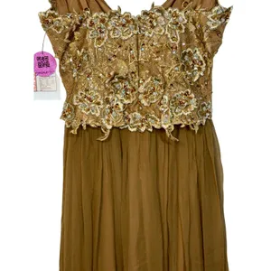 NWT Mandalay Brown Gold Lace Beaded Embellished Long Evening Gown Dress Size 8 thumbnail 7