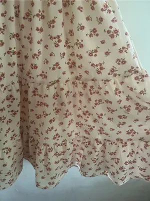 Monteau Cream Pink Cottagecore Floral Puff Sleeve Midi Dress XS Prairie Romantic thumbnail 4