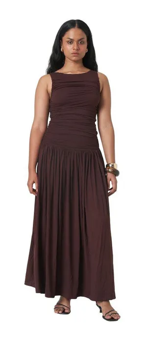 Summer Away Patmos Dress in Dark Walnut Small Womens Long Maxi thumbnail 1