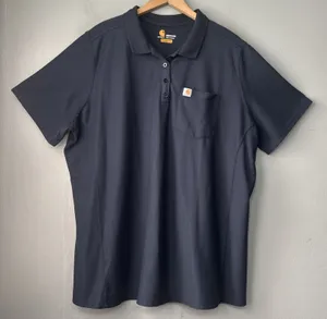 Carhartt Polo Shirt Womens Plus Size 2X Navy Blue Relaxed Fit Preppy Tech Casual thumbnail 1