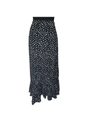 Max Studio Black and White Polka Dot High-Low Ruffle Skirt thumbnail 6