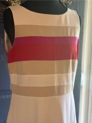 White House Black Market White Sheath Dress with Striped Bodice size 6 thumbnail 3