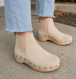 J. CREW Faux Fur Lined Clog Boots in Suede Size 11 thumbnail 1