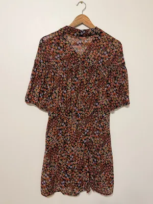 Free People Bonnie Mini Dress Size Large Floral Boho Dusk Combo thumbnail 7