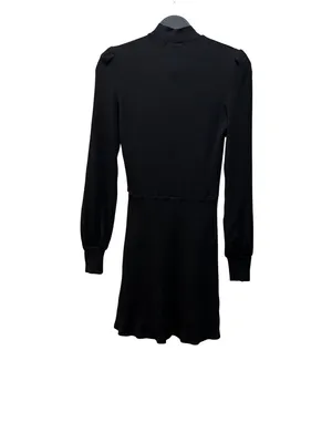 Reformation Black Chapel Ruffled Ribbed Long Sleeve Mini Dress Size S thumbnail 3