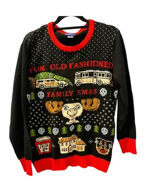 National Lampoon's Christmas Vacation Ugly Christmas Sweater Medium Marty Moose thumbnail 1