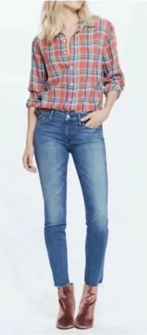 MOTHER The Looker Ankle Fray Skinny Jeans Birds of Paradise Blue Size 26 thumbnail 1