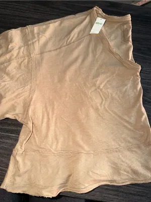 Aerie women’s happiest crop top shirt light tan V-neck thumbnail 2