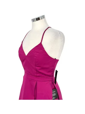 Lulus Be With You Magenta Skater Dress Sleeveless Mini Size Medium NWT Coquette thumbnail 3