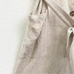 H&M Beige Linen Blend V Neck Button Front Jumpsuit Romper Size XL thumbnail 12