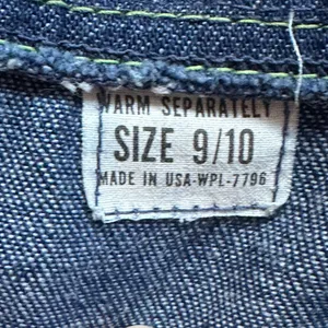 No Tag Denim Tie Blue Jean Jacket With Yellow Thread Collar Button Down Sz 9/10. thumbnail 11
