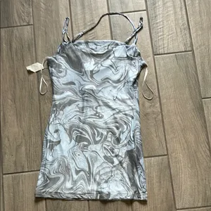 Silver Ruched Fitted Mini Dress Size L thumbnail 4