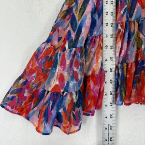 MISA Los Angeles Chiara Dress XS Mini Multicolor Long Sleeve Tiered Sheer‎ Boho thumbnail 4