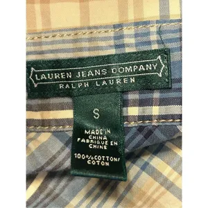 Ralph Lauren Jeans Co Blue Tan Khaki Plaid Cotton Shirt Small (4950) thumbnail 5