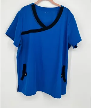 Nurse Mates Olivia Heart Scrub Women 2X Royal Blue Black Trim Top 981505 Medical thumbnail 1