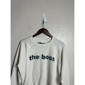 Self Contrast The Boss Graphic Crewneck Sweatshirt Ivory Womans S thumbnail 4