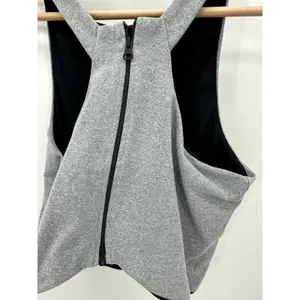 Koral Womens Defense Crop‎ Top Cloud Gray Sports Bra Zipper A6148KS44 Medium NWT thumbnail 5