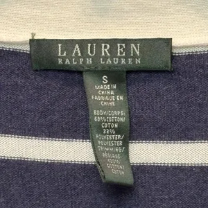 Lauren Ralph Lauren V Neck Navy & White Striped Cardigan Size Small thumbnail 2