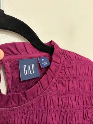 NEW GAP Smocked Ruffle Sleeve Mini Dress in Huckleberry - Size XL thumbnail 5