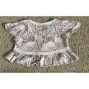 American Eagle Outfitters Women's floral boho patchwork cropped top size large‎ thumbnail 6