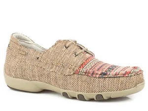 Roper Driving Moccasin Fair Isle Aztec Lace Up Round Toe Leather Tan 5.5 thumbnail 2