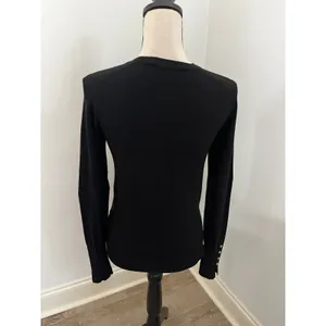 Zara Black Crew Neck Sweater Small Pullover Office Chic Minimalist Preppy Basic thumbnail 4