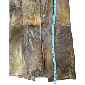 Vintage Brown Genuine Leather Overcoat Trench Coat Limited Express Coat Size M thumbnail 5