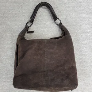 Via Spiga Suede Hobo Bag Brown Studded Rivet Leather Handle Y2K Boho Western thumbnail 8