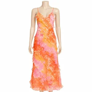 Princess Polly Lars Maxi Dress Orange Multi Tie Dye Ruffle Slip Dress Resort 6 thumbnail 2