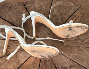Forever 21 suede white and silver strappy heel thumbnail 2