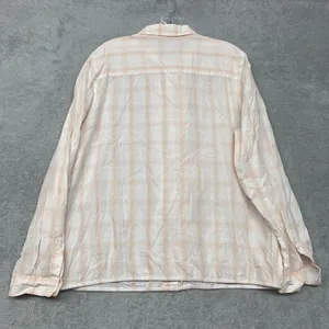 Loft Womens Shirt XL Orange White Plaid Button‎ Ruffle Cotton Top Ann Taylor thumbnail 9