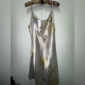 Floral Satin Cowl Neck Slip Dress XL Silver thumbnail 4
