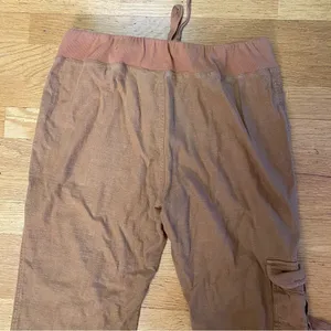 Soft Surroundings Camel Linen Lagenlook Minimalist Wide Leg Cargo Pocket Pants M thumbnail 5