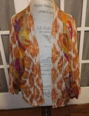 Anthropologie Womens Orange Open Front Top Blouse One‎ Size thumbnail 1