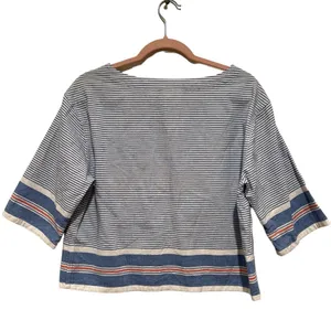 Anthropologie MAEVE NAUTICAL SULLIVAN BLUE WHITE STRIPED BOXY OVERSIZED TOP S thumbnail 4