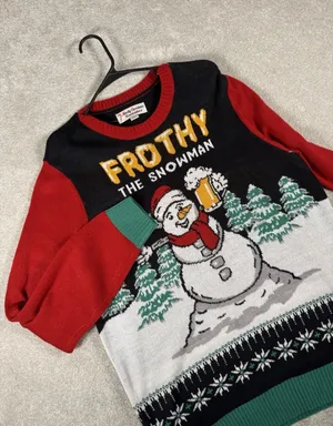 Novelty Christmas Ugly Sweater‎ Size XL "Frothy The Snowman" Pullover Funny thumbnail 1