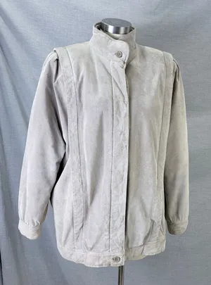Vintage Gallery Beige Suede Jacket Womens L 80s 90s‎ Leather Coat Fall Autumn thumbnail 1